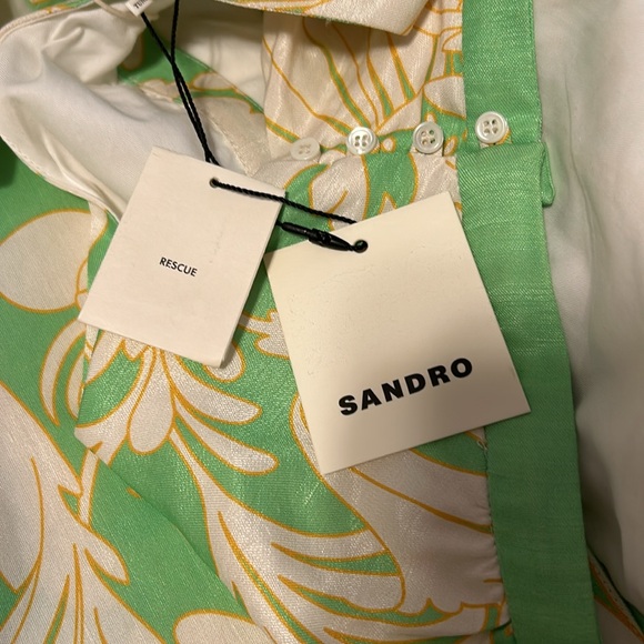 NWT! SANDRO Ludmila Cutout Floral-Print Satin-twill SIZE 42 - Picture 5 of 10